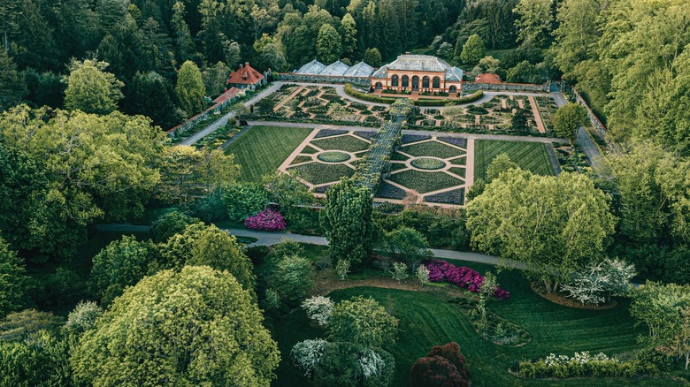 Formal gardens surrounded by natural areas at Biltmore Estate