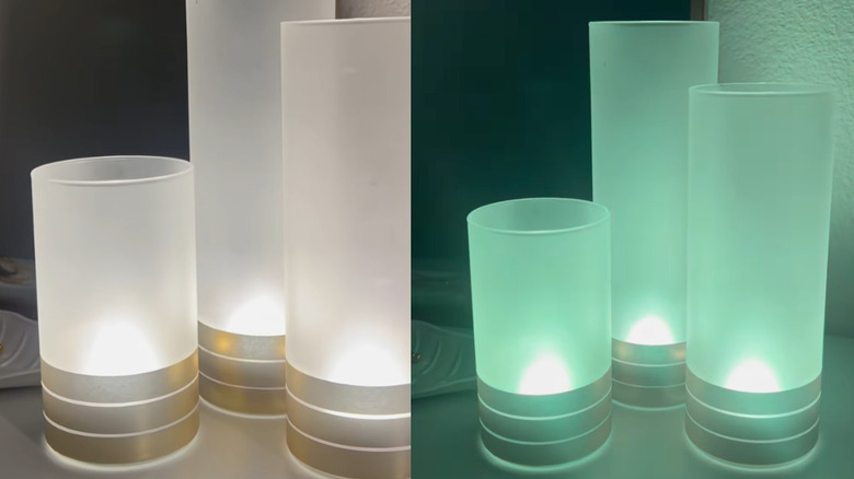 DIY vase lights with green and white light