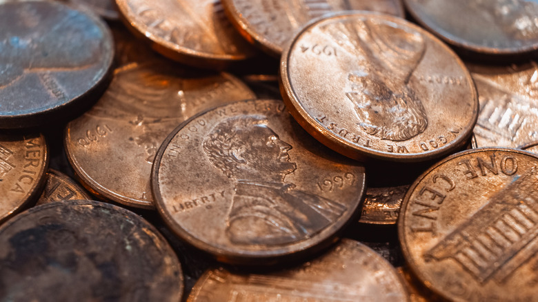 A selection of old US pennies