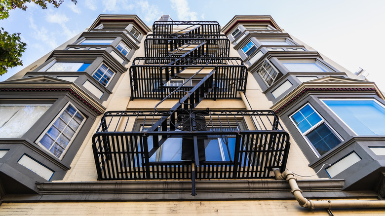 Ground shot of old apartments