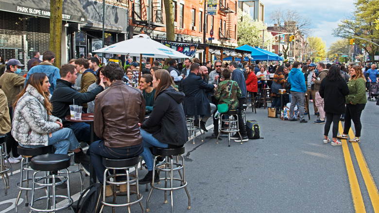 Public street gathering in Brooklyn