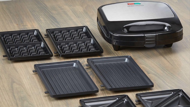 Black + Decker 3-in-1 Morning Meal Station Waffle Maker on a countertop