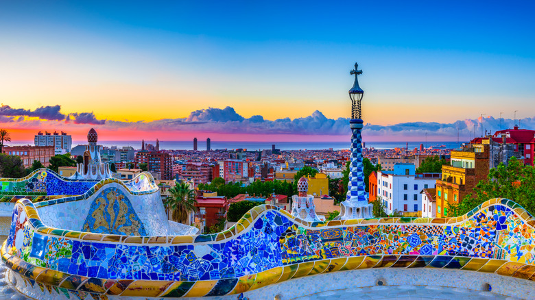 Barcelona, Spain at sunrise 