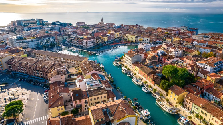 aerial view of canals in venice italy