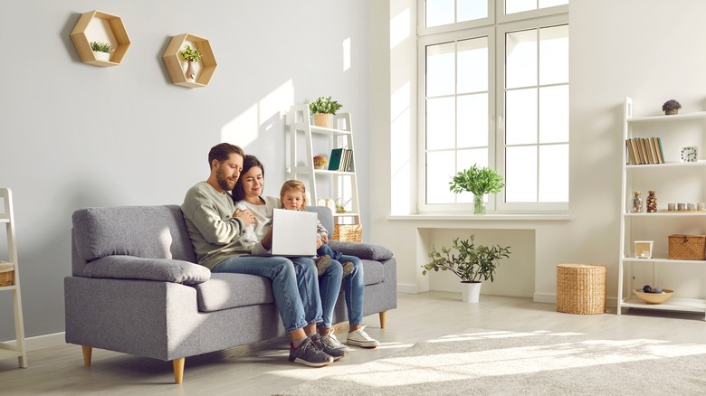 family in living room