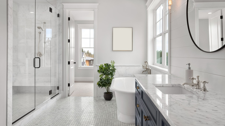 modern bathroom with plants