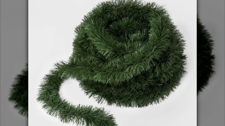 rolled up green pine garland