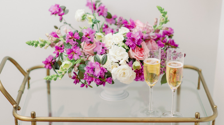 bar cart with champagne