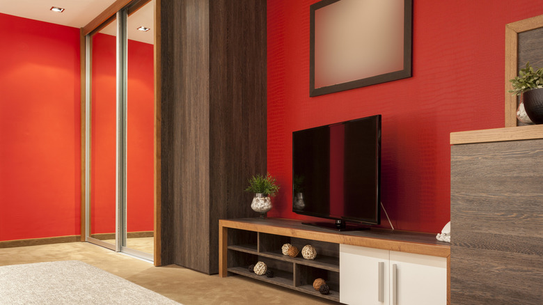 Bedroom with red walls