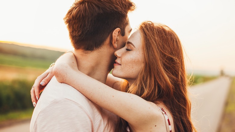 Man and woman hugging