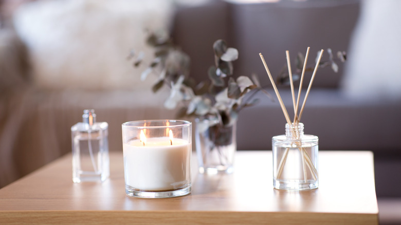 White candle on table