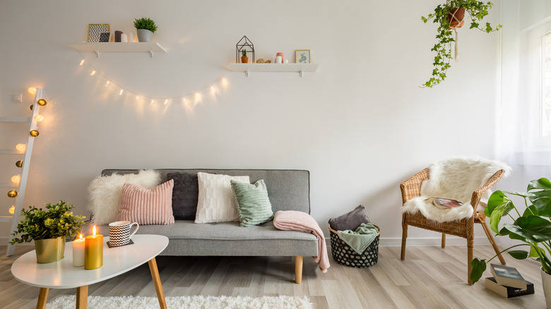 living room with candle