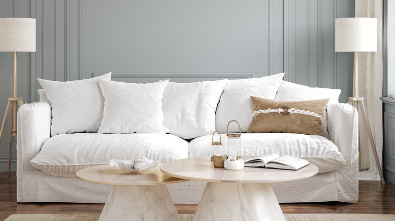 White fluffy sofa 