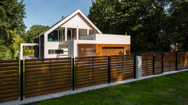 white house with wood accents