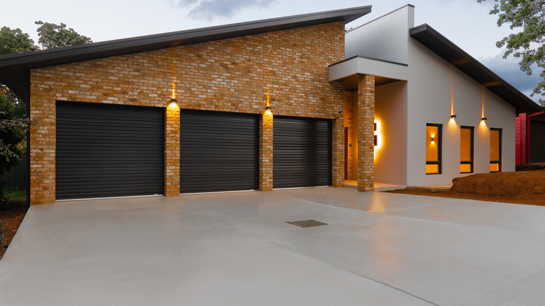 Modern home with concrete driveway