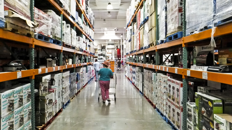 Shoppers buying products at Costco