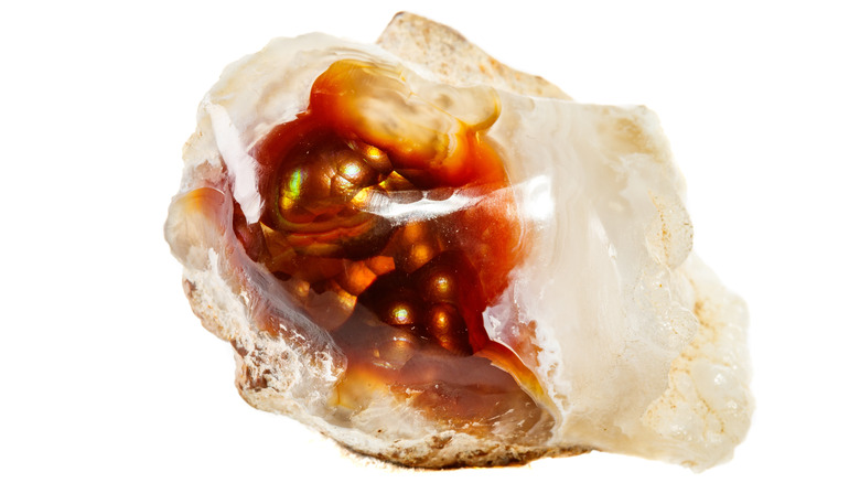 Raw fire agate stone