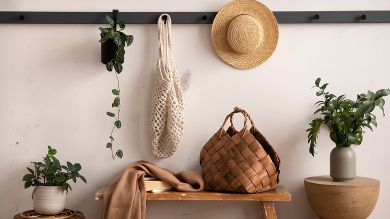 boho styled entryway