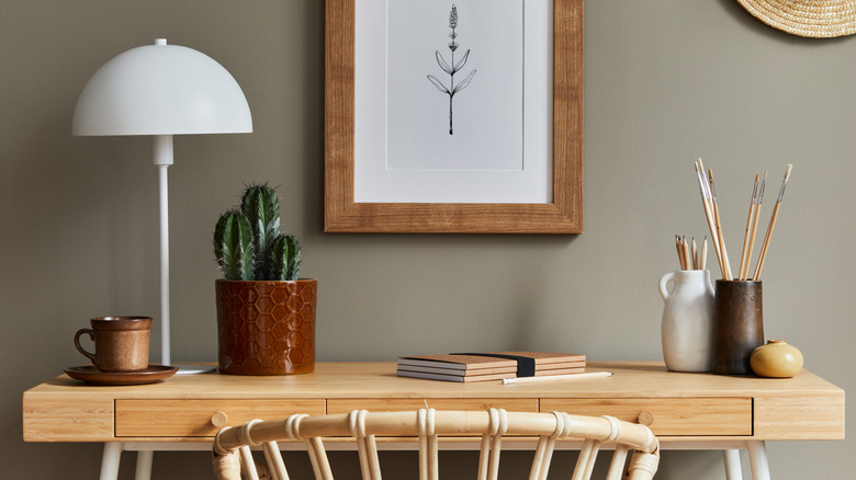 Minimalist desk with notepads