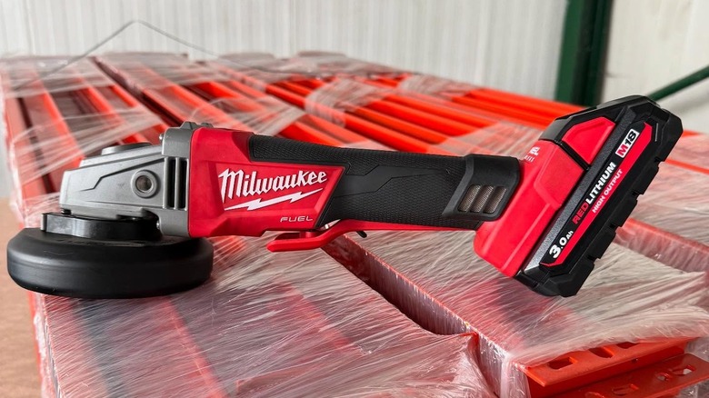 Milwaukee angle grinder red black