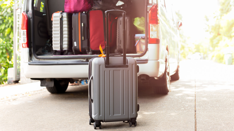 suitcases packed in car