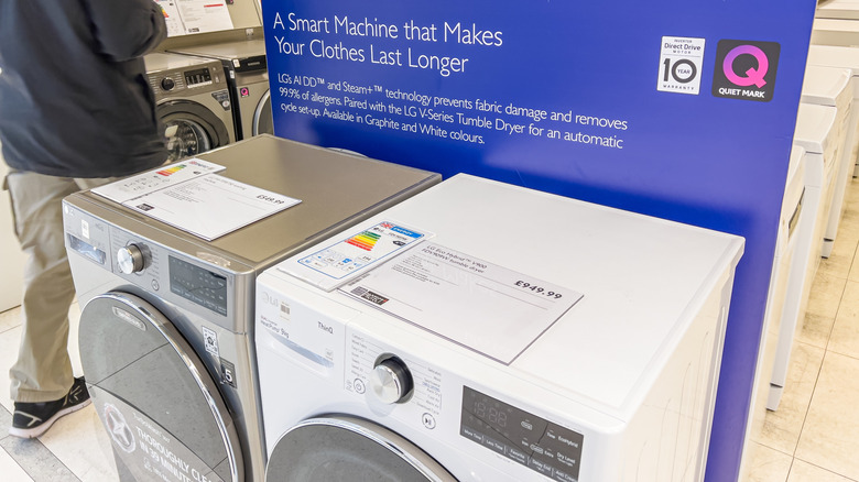 LG laundry appliances on display in store