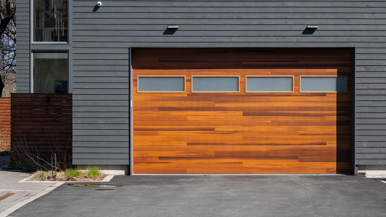 Covered windows on garage doors for privacy