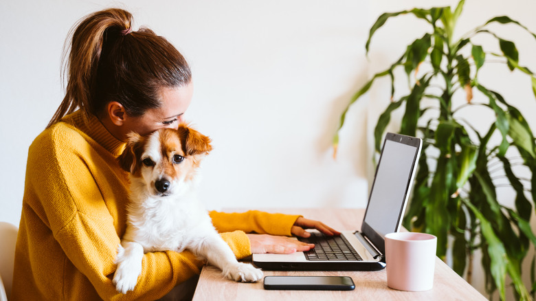 woman in home office