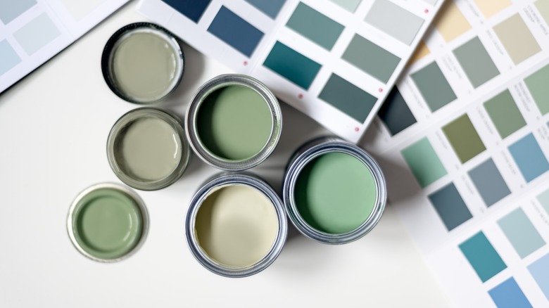 varieties of green paint samples