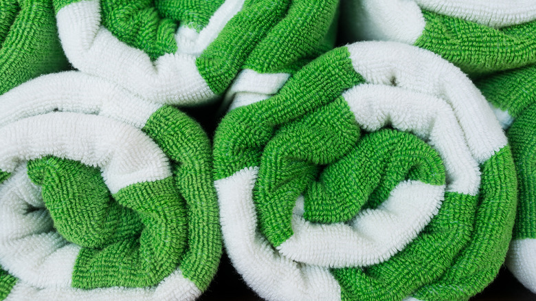 Folded beach towels