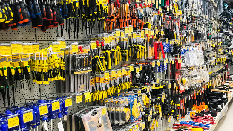 yellow tags in Home Depot store