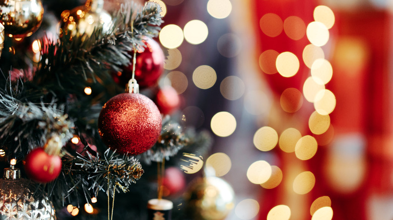 christmas decor on christmas tree