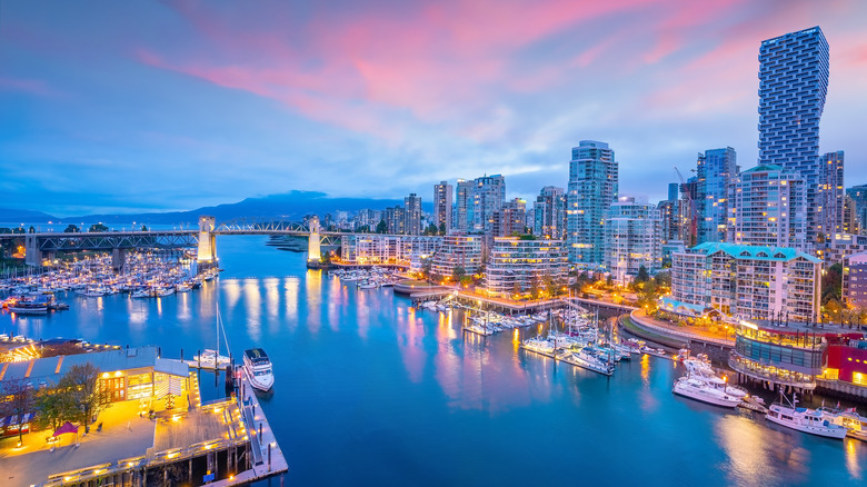 downtown Vancouver at dusk