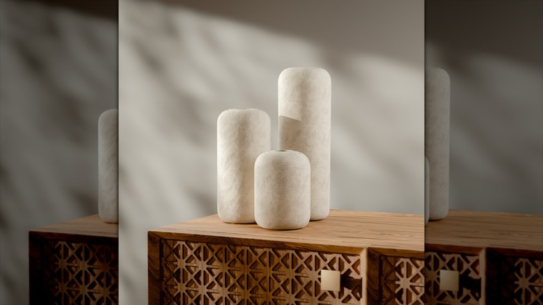 Three cylindrical vases in a group