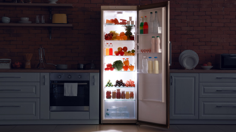 Open fridge lights on