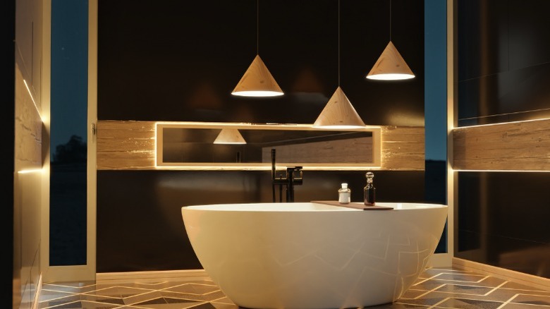Ceramic light fixtures in bathroom 