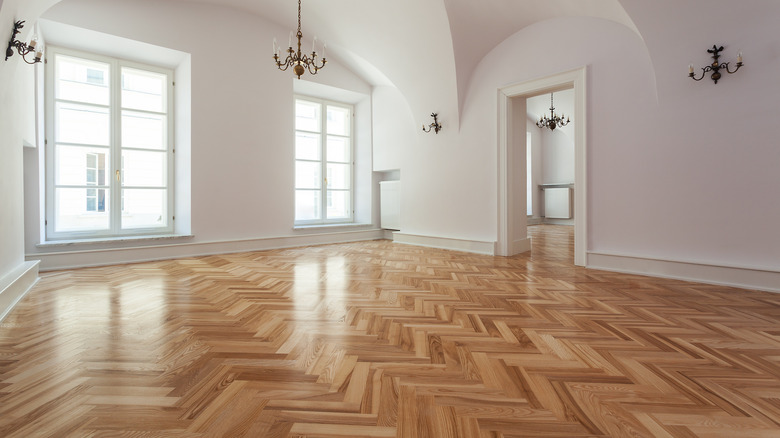 Large room with wood floor
