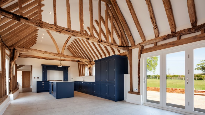 kitchen with exposed wooden beams