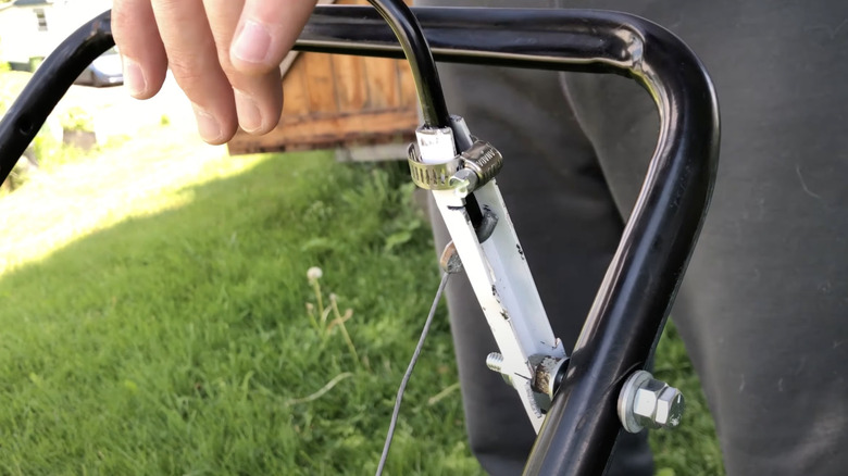 Close up of the finished bail bar repair