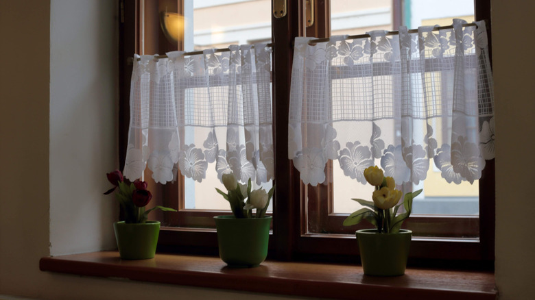 White cafe curtains