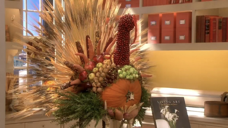 Turkey centerpiece made from edible seasonal produce