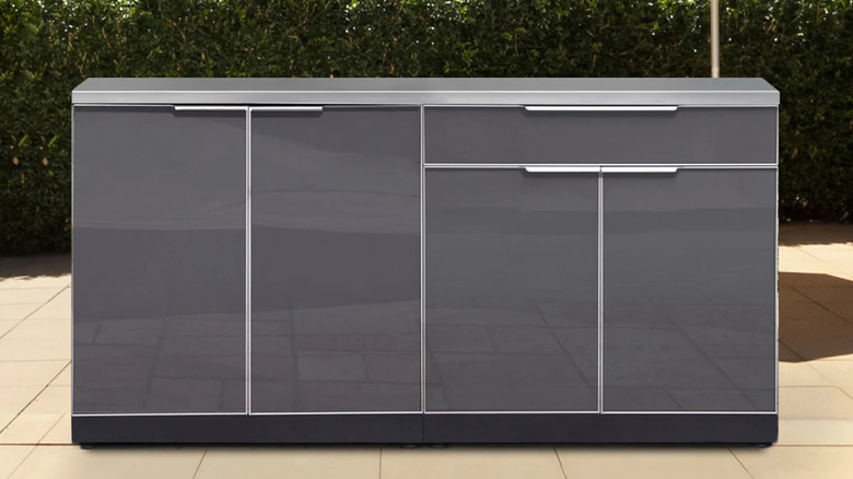 An aluminum outdoor kitchen set from Costco.