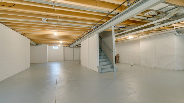 unfinished basement with exposed ceiling