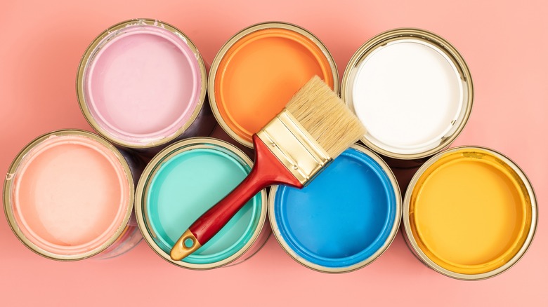 Paint cans & brush