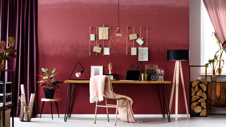 cozy red home office