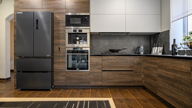 Kitchen with in-wall appliances