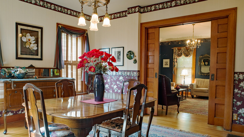 Dining room with pocket door 