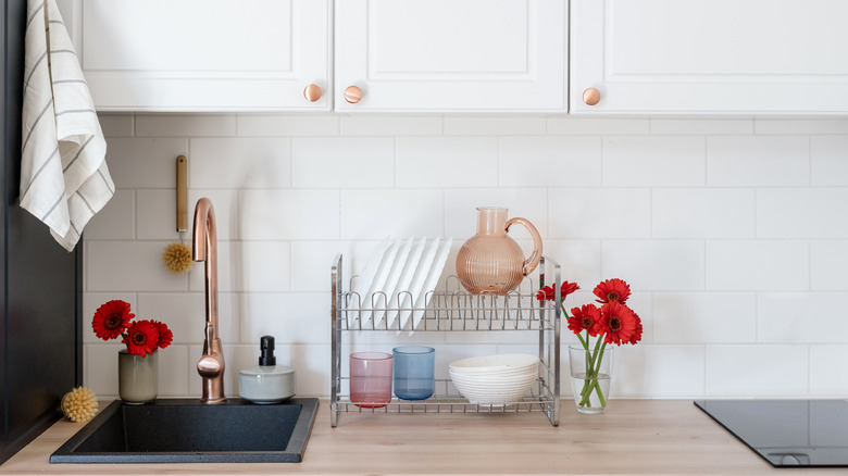 Gerbera daisies in a modern kitchen