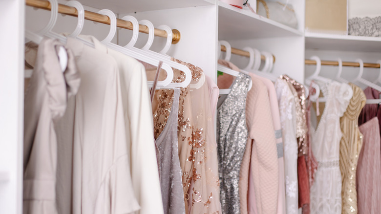 Pink wardrobe in closet