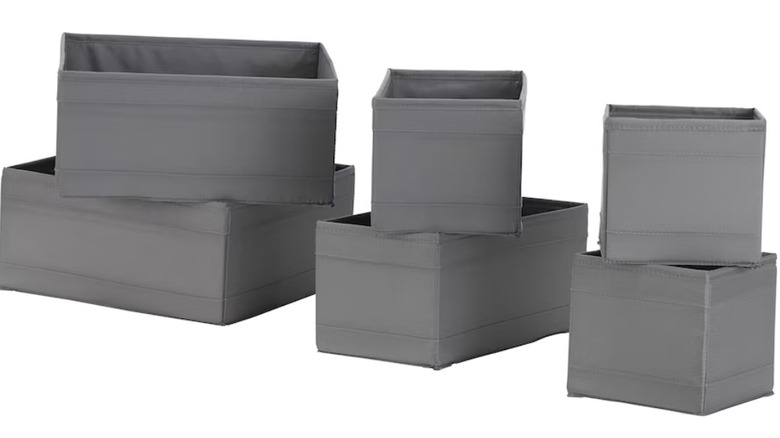 dark gray fabric containers